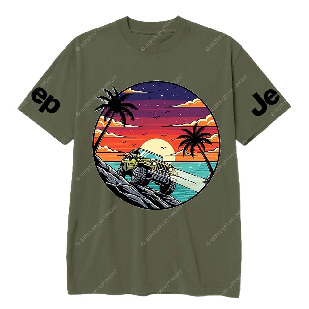 Pattern of Jp Galloping in Breathtaking Coastal Sunset and Palm Tree Scenery Jp T-Shirt