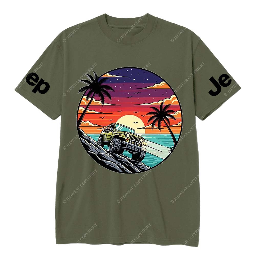 Pattern of Jp Galloping in Breathtaking Coastal Sunset and Palm Tree Scenery Jp T-Shirt