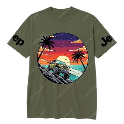 Pattern of Jp Galloping in Breathtaking Coastal Sunset and Palm Tree Scenery Jp T-Shirt