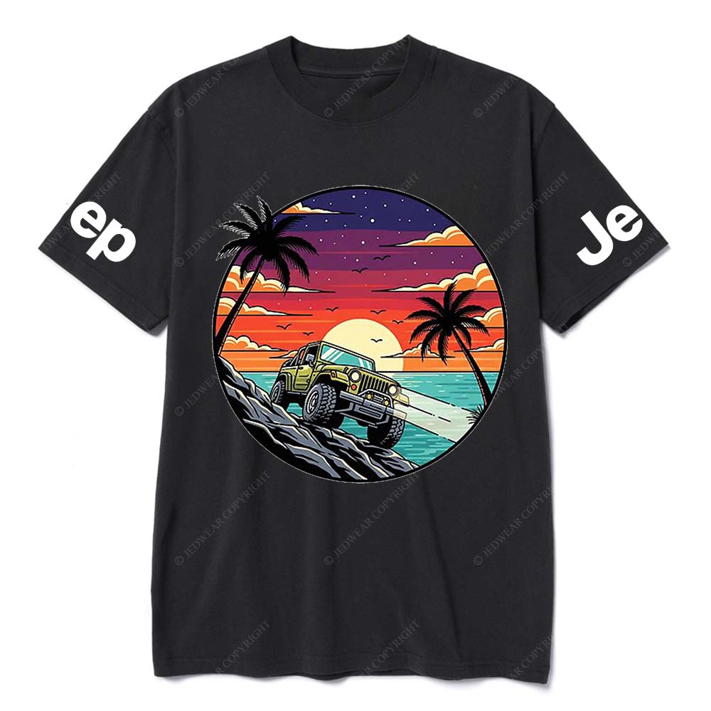 Pattern of Jp Galloping in Breathtaking Coastal Sunset and Palm Tree Scenery Jp T-Shirt