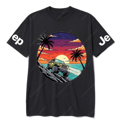 Pattern of Jp Galloping in Breathtaking Coastal Sunset and Palm Tree Scenery Jp T-Shirt