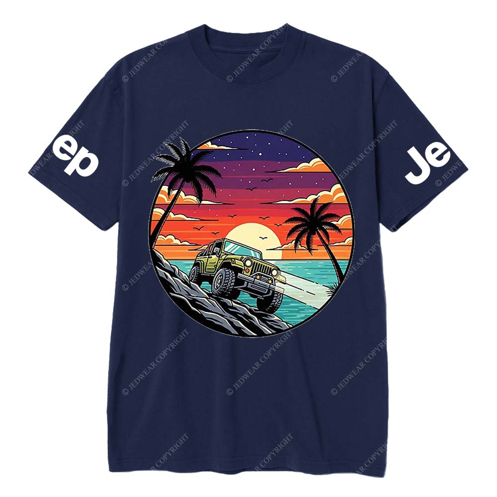 Pattern of Jp Galloping in Breathtaking Coastal Sunset and Palm Tree Scenery Jp T-Shirt