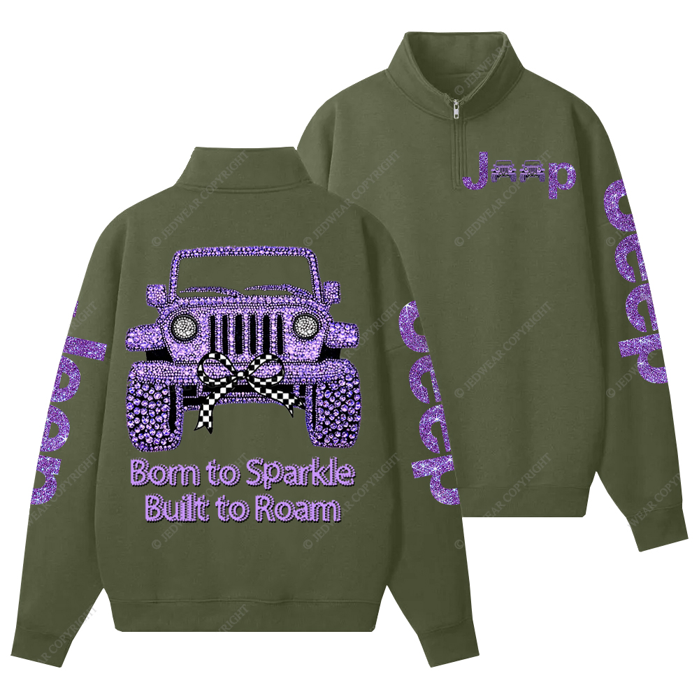 Girl Purple Car Bling Bling Jp Half-Zip Jacket Sweatshirt