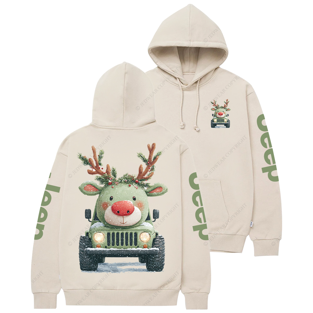 Cute Off-road Vehicle Transformed Into A Christmas Reindeer Jp Casual Hoodie