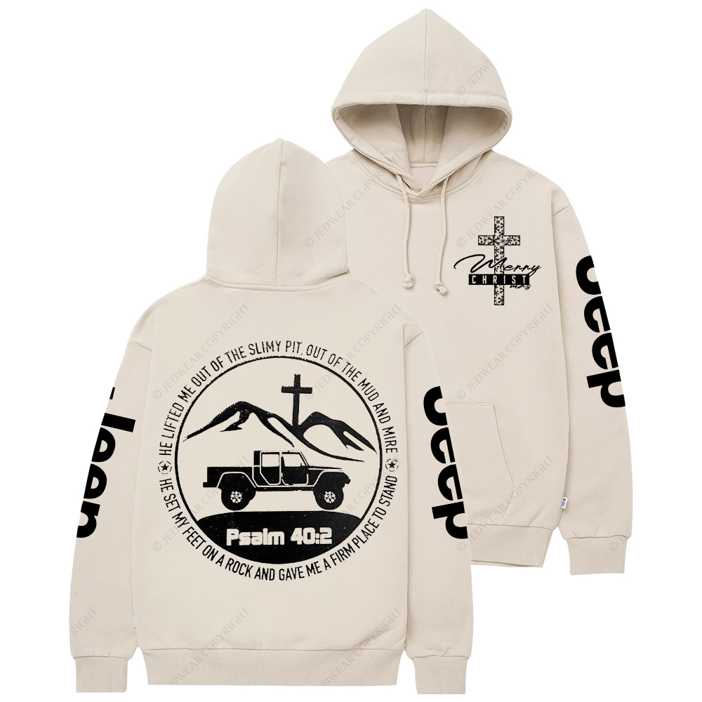 Merry Christmas Religion The Lifted Me Out Of The Slimy Pit Psalm 40:2 Jp Casual Hoodie