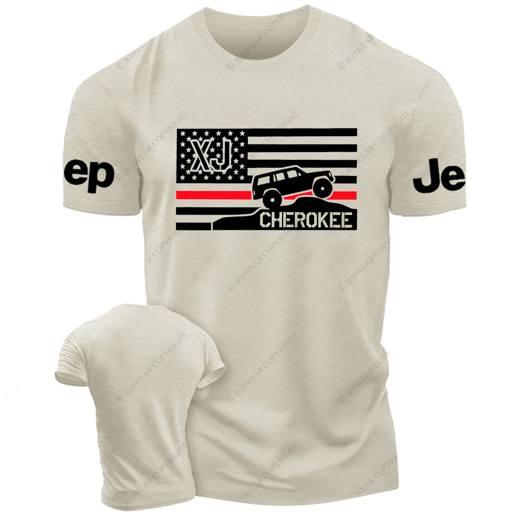 Cherokee XJ Firefighter Red Line American Flag Silhouette Jp T-Shirt