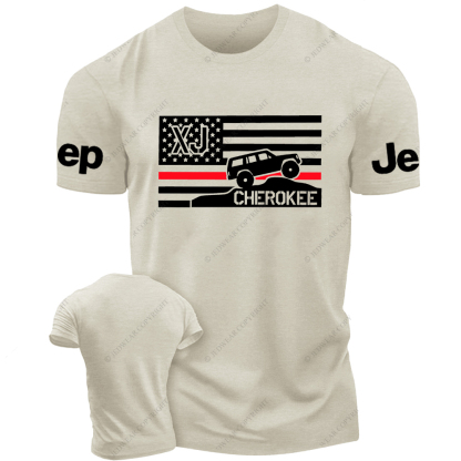 Cherokee XJ Firefighter Red Line American Flag Silhouette Jp T-Shirt
