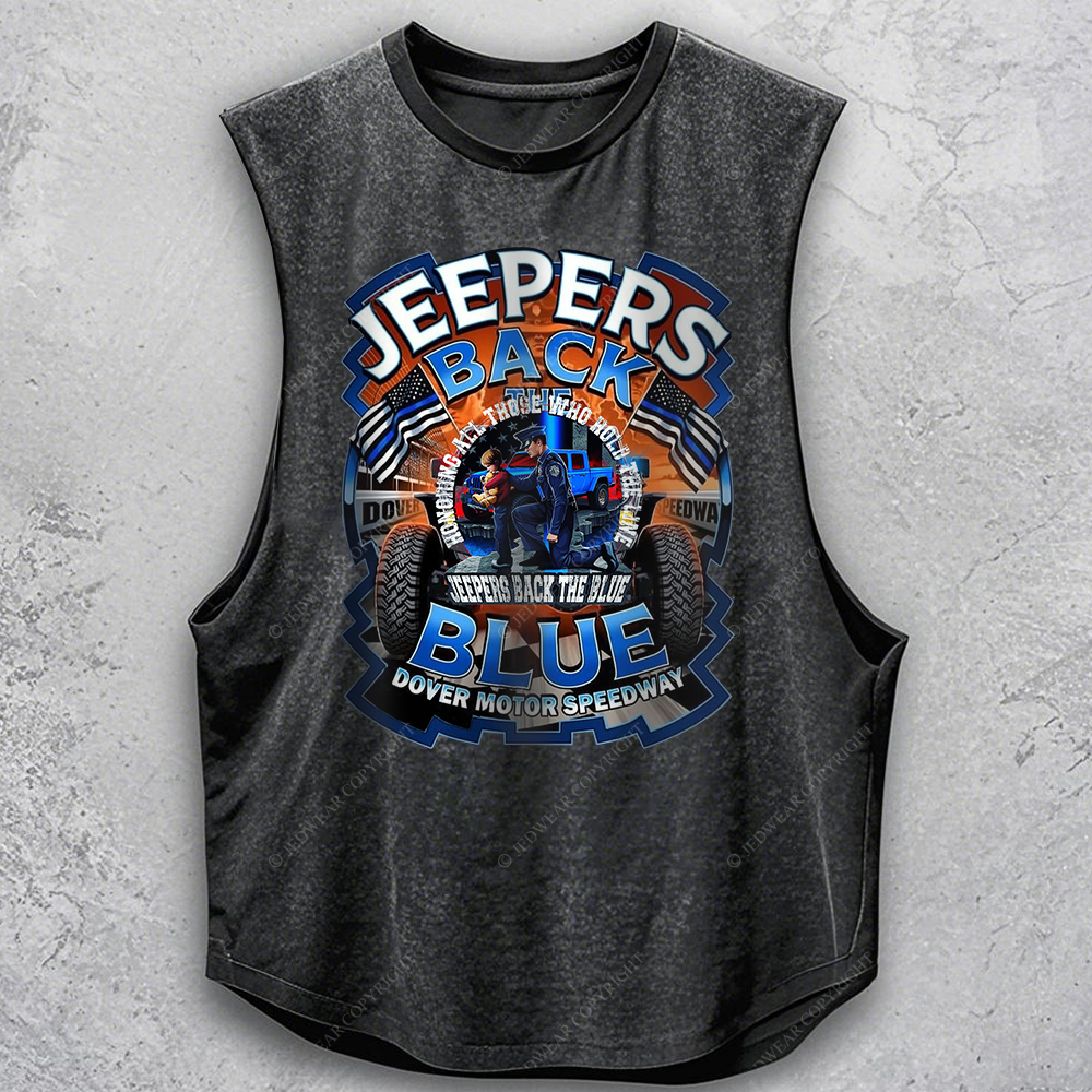 Police Honoring All Those Who Hold The Line Jeepers Back The Blue Jp - Men Tank