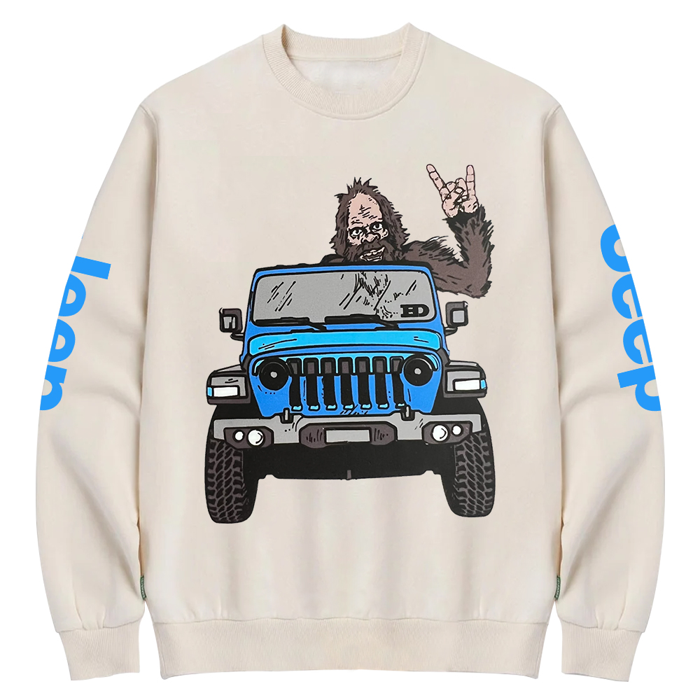 Sasquatch Driving A Car Jp Crew Neck Sweatshirt