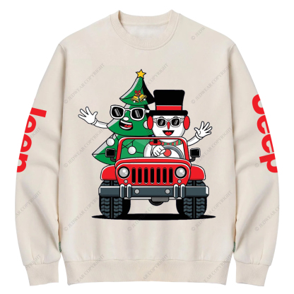 Santa And Reindeer Driving Christmas Jp Casual Hoodie