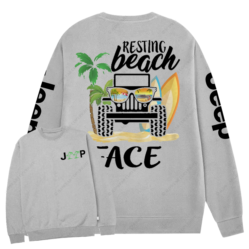 Resting Beach Face Surf Jp Crew Neck Sweatshirt
