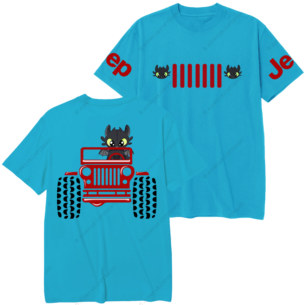 A Little Bat Is Driving A Car Front And Back Design Jp T-Shirt 