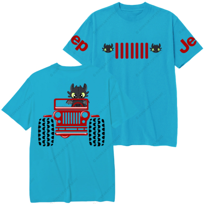 A Little Bat Is Driving A Car Front And Back Design Jp T-Shirt 