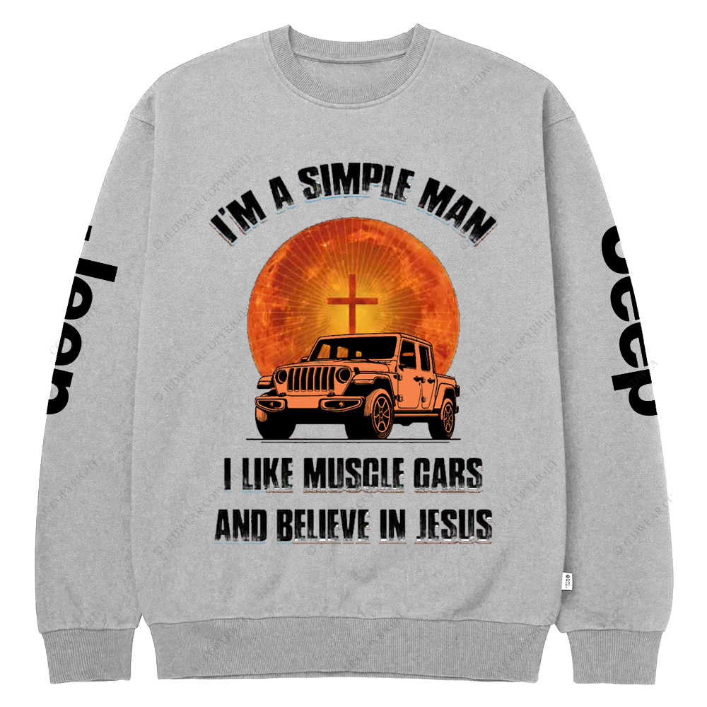 Religion I Am A Simple Man I Like Drag Racing And Believe In Jesus Jp Crew Neck Sweatshirt