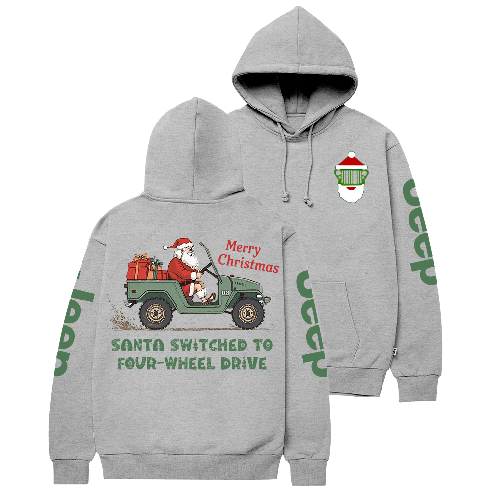 Merry Christmas Santa Santa Switched To Four-Wheel Drive Jp Casual Hoodie