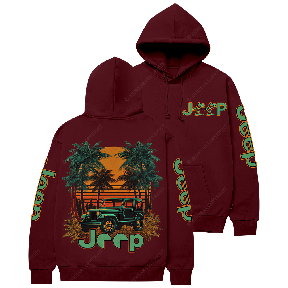 Palm Tree Off-Road Beach Sunset Jp Casual Hoodie