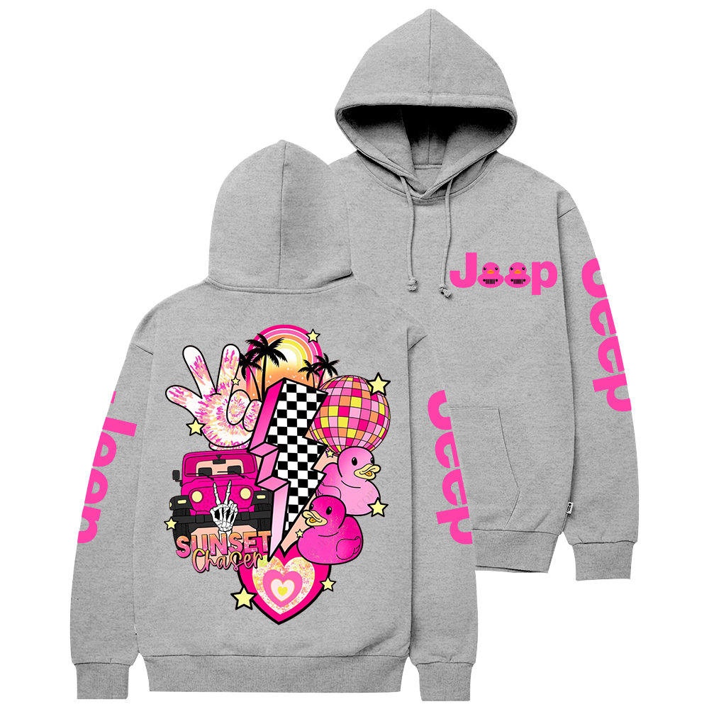 Pink off-Roading Vehicle Sunset Chaser Rubber Duck Jp Casual Hoodie