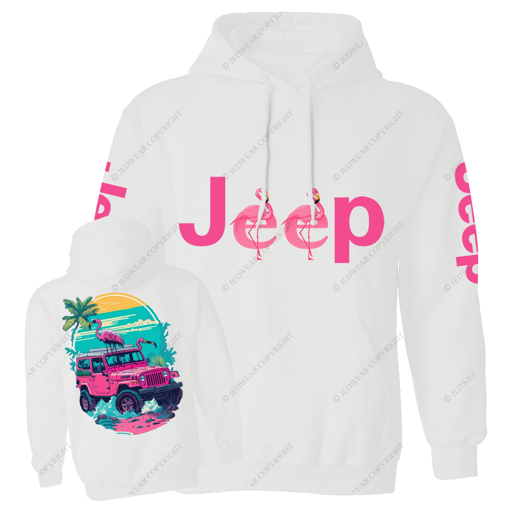 Pink Off-Road And Pink Swan Flamingo On The Seashore Jp Casual Hoodie