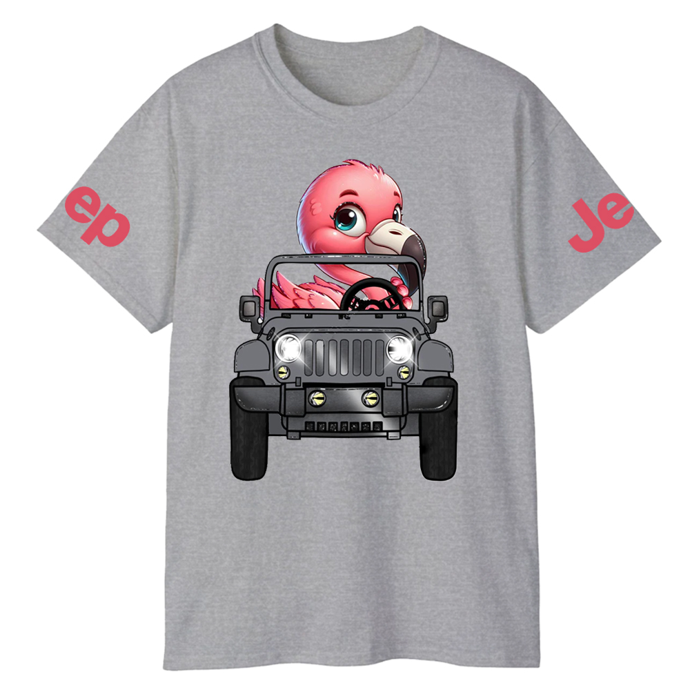 Flamingo Driving Car vJp T-Shirt