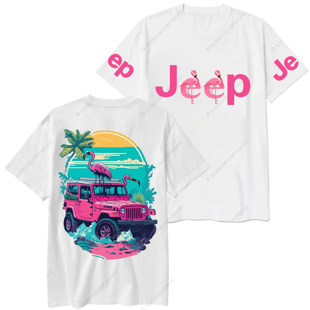 Pink Off-Road And Pink Swan Flamingo On The Seashore Jp T-Shirt