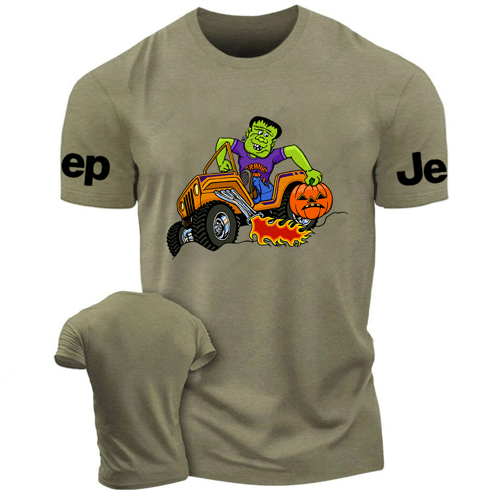 Funny Frankenstein Driving An Orange Car Jp T-Shirt