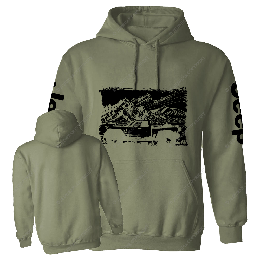 Truck In Mountain Landscape Jp Casual Hoodie