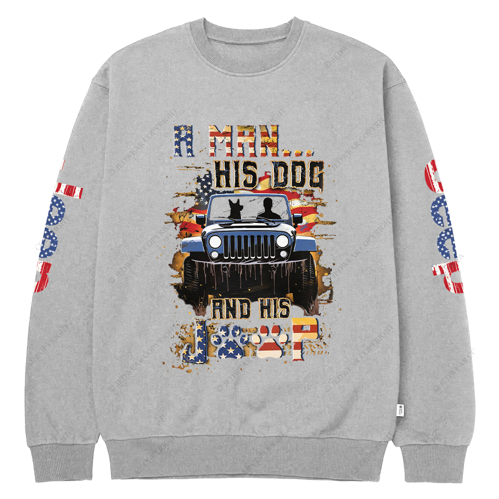 A Man His Dog And His Car Jp Crew Neck Sweatshirt