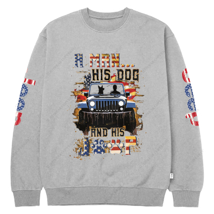 A Man His Dog And His Car Jp Crew Neck Sweatshirt