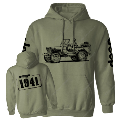 Black And White Sketch Front And Rear Design Since 1941 Jp Casual Hoodie