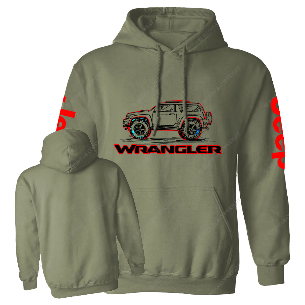 Red Hand-Painted Off-Road Car Country Jp Casual Hoodie