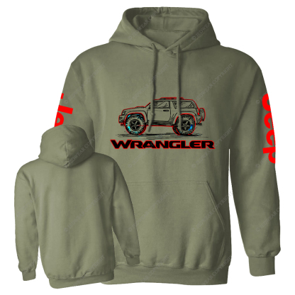 Red Hand-Painted Off-Road Car Country Jp Casual Hoodie
