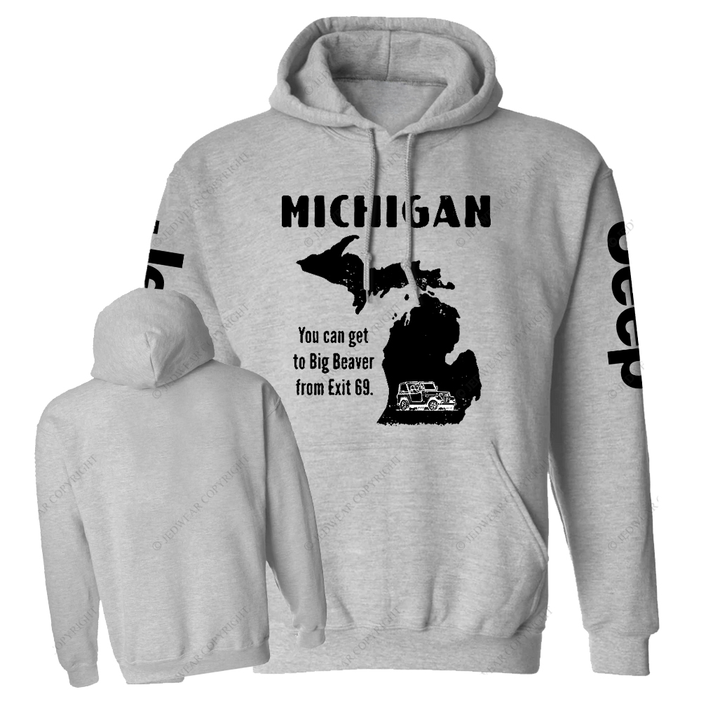 Michigan You Can Get To Big Beaver From Exit 69 Map Of America Jp Casual Hoodie