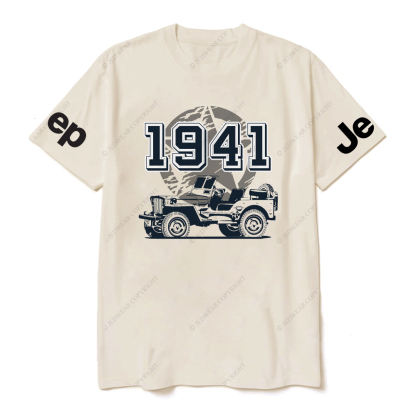 Vintage Military Star Since 1941 Hand Painted 4x4 JP T-Shirt