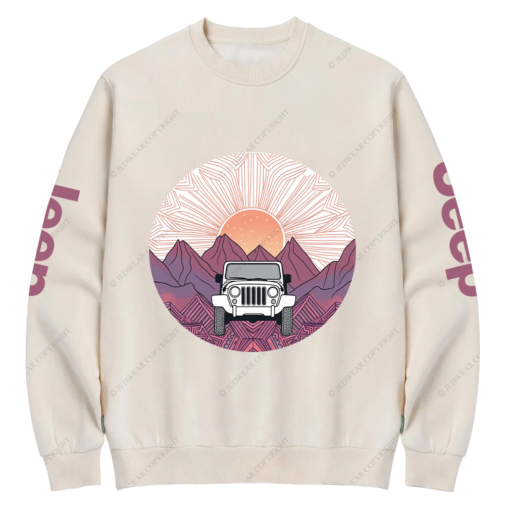 A Car Driving Through A Mountain Jp Crew Neck Sweatshirt