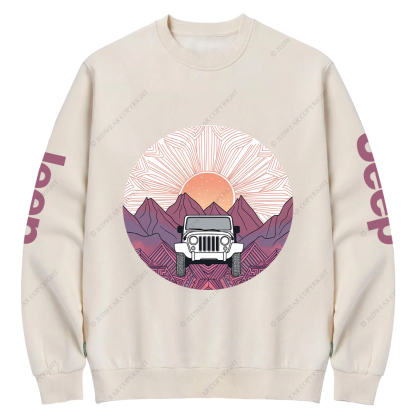 A Car Driving Through A Mountain Jp Crew Neck Sweatshirt