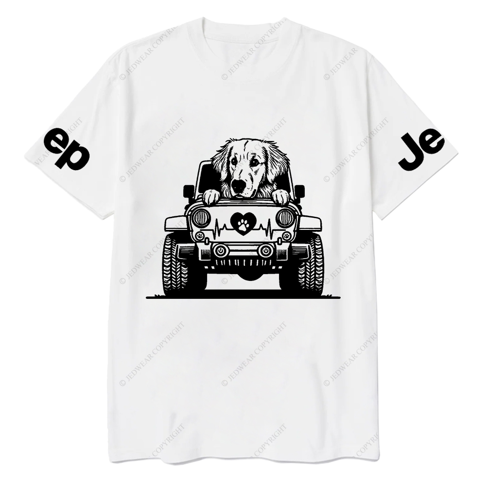 Golden Retriever Peeking On Car Jp T-Shirt