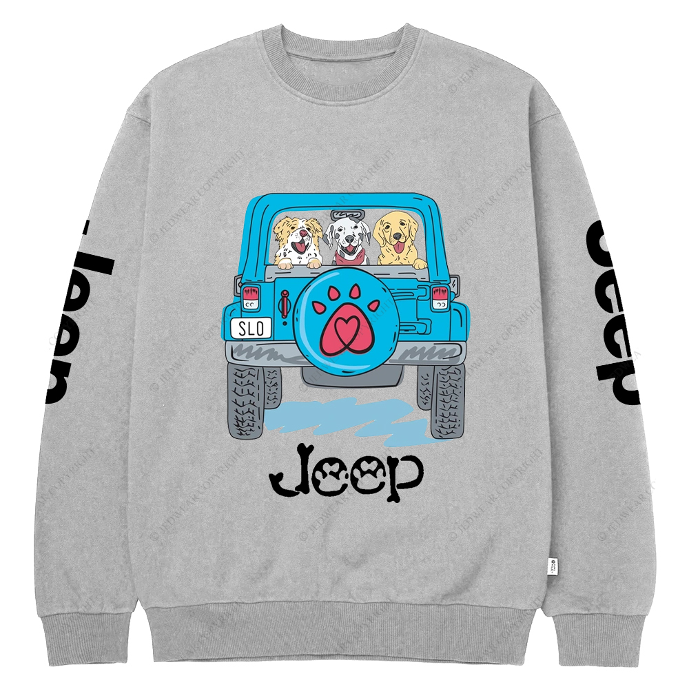 Dogs Pets Travel In Car Jp Crew Neck Sweatshirt