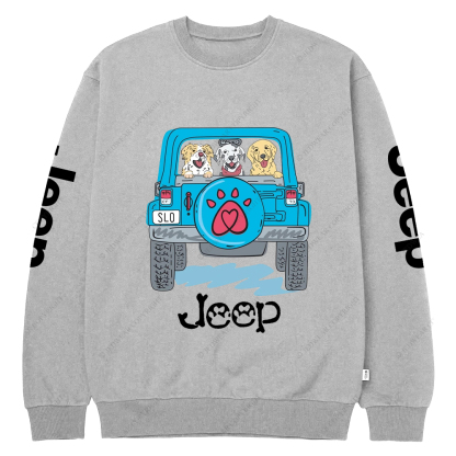 Dogs Pets Travel In Car Jp Crew Neck Sweatshirt