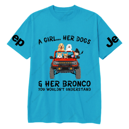 A Girl Her Dogs And Her Bronco Dog Jp T-Shirt