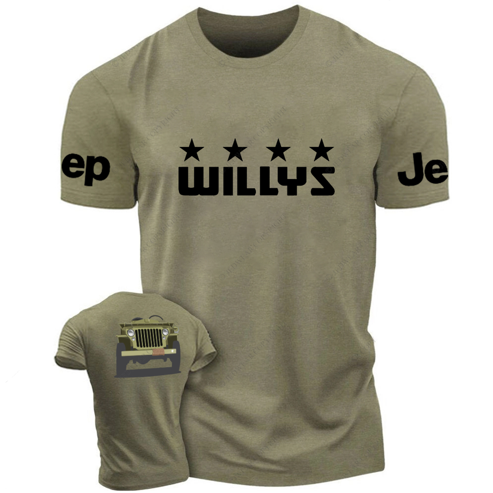 Willys Car WW2 Colorful Hand-Painted Jp T-Shirt