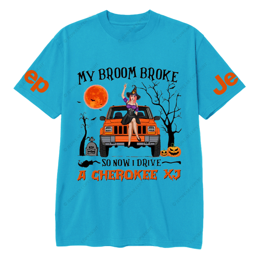 My Broom Broke So Now I Drive A Cherokee XJ Halloween Vibes Jp T-Shirt