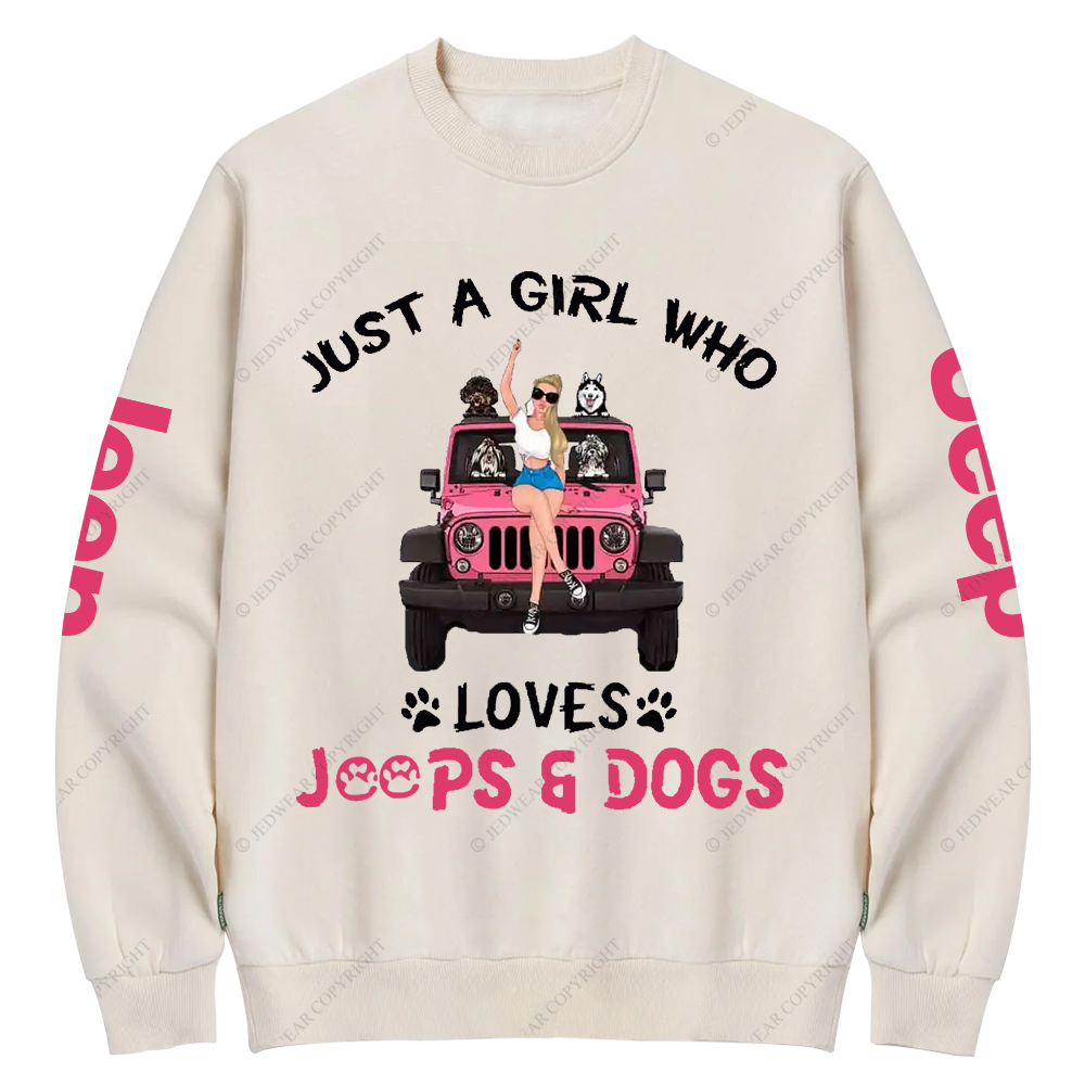 Just A Girl Who Loves Car And Dogs Jp Crew Neck Sweatshirt