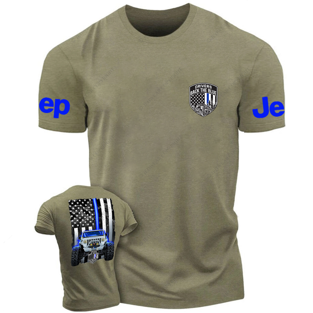 Drivers Back The Blue American Flag Policeman Police Car Badge Jp T-Shirt