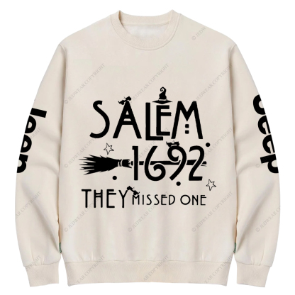 Salem 1692 Halloween Cap They Missed One Jp Crew Neck Sweatshirt