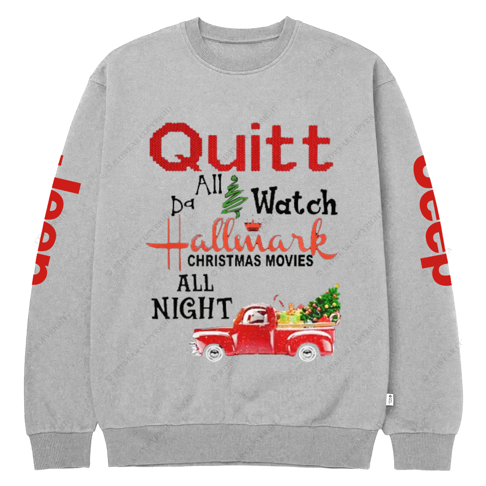 Quilt day all Watch Hallmark Christmas Movies All Night Jp Crew Neck Sweatshirt