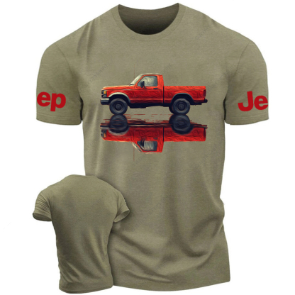 Red Off-Road Vehicle Truck Oil Painting Jp T-Shirt