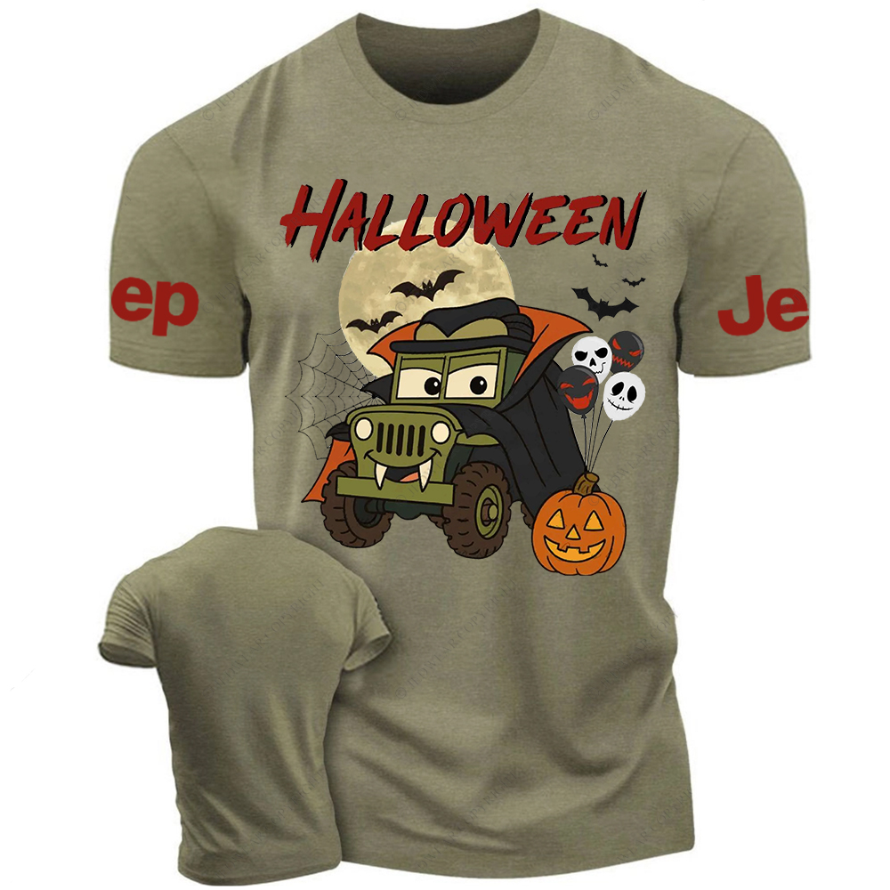 Funny Car Halloween Skull Bat Spider Web Jp T-Shirt