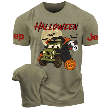 Funny Car Halloween Skull Bat Spider Web Jp T-Shirt