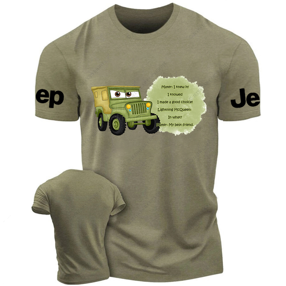 Sarge from Cars Mater And Lightning McQueen Cartoon Funny Jp T-Shirt