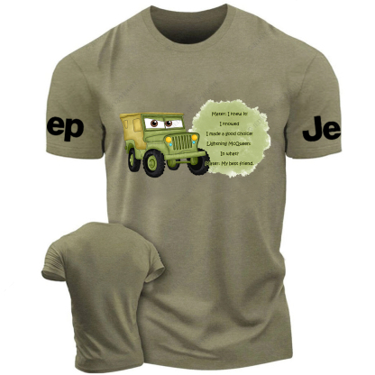Sarge from Cars Mater And Lightning McQueen Cartoon Funny Jp T-Shirt